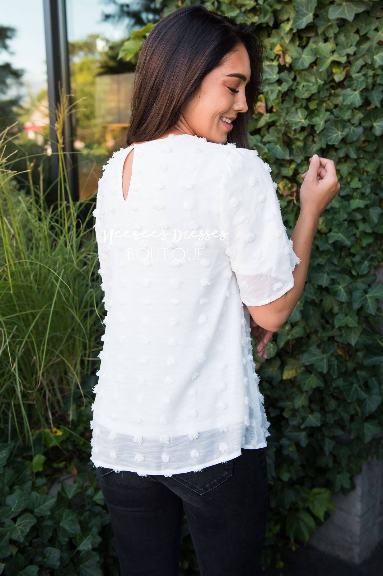 Stunning Swiss Dot Blouse Tops vendor-unknown 