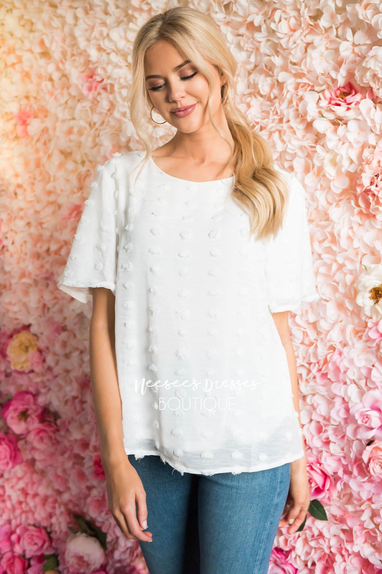 Stunning Swiss Dot Blouse Tops vendor-unknown 