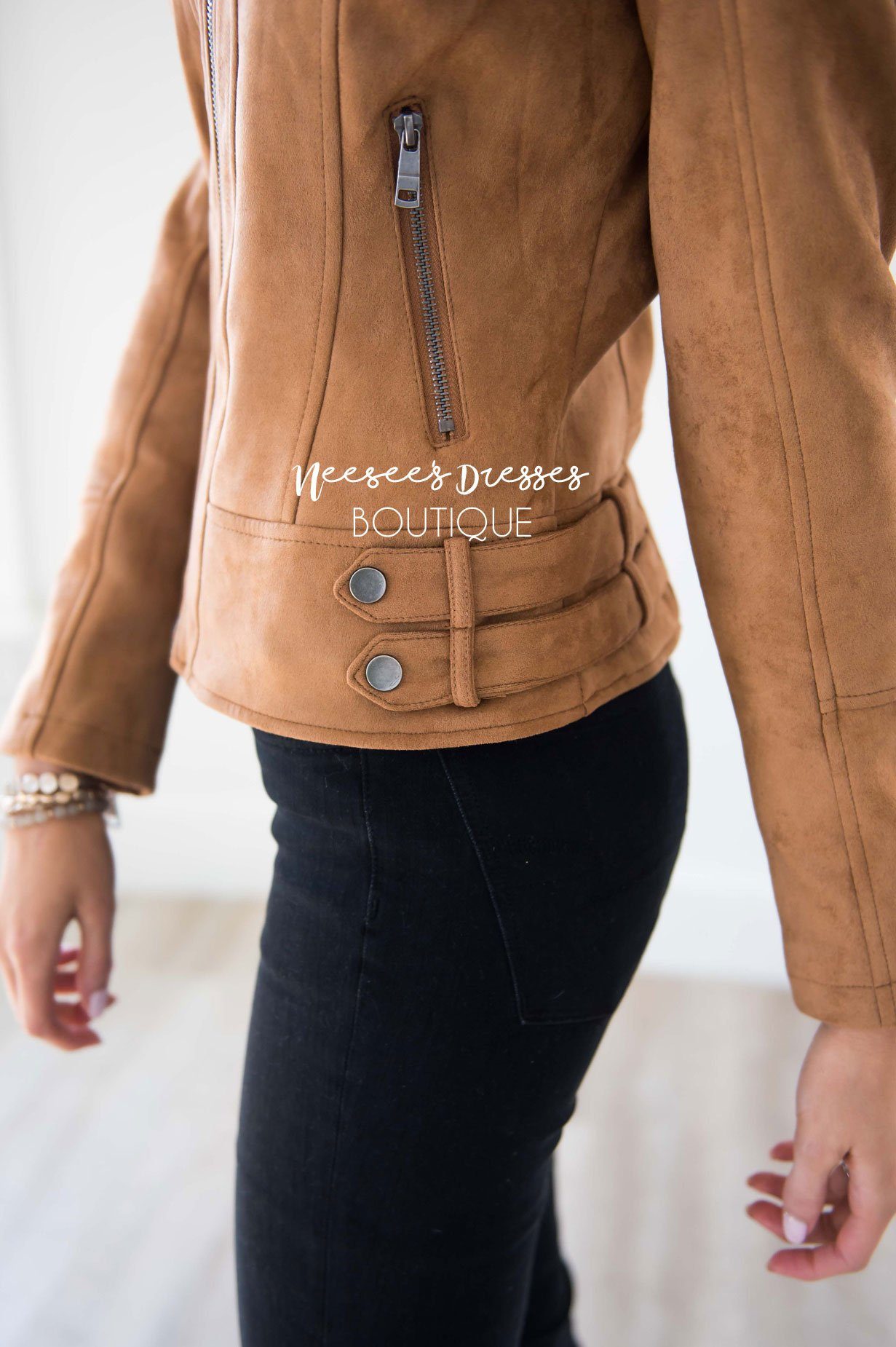 Weekend Moto Faux Suede Jacket Tops vendor-unknown 