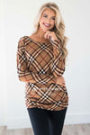 Plaid Sweater with Button Shoulders Tops vendor-unknown