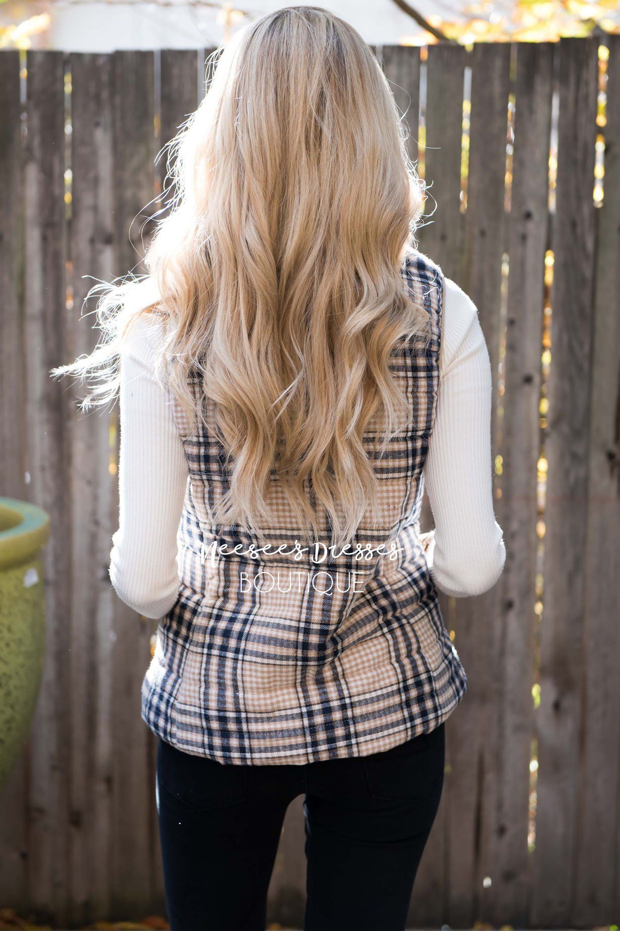 Winter Wishes Plaid Vest Tops vendor-unknown 