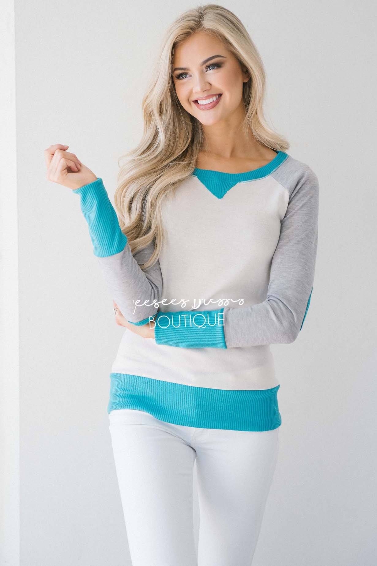 Bright & Bold Elbow Patch Sweater Tops vendor-unknown 