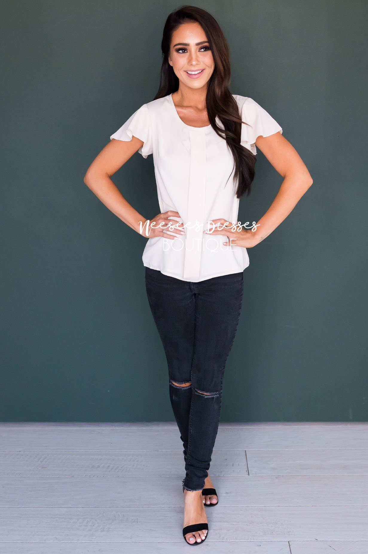 Tea Party Single Pleat Blouse Modest Dresses vendor-unknown 