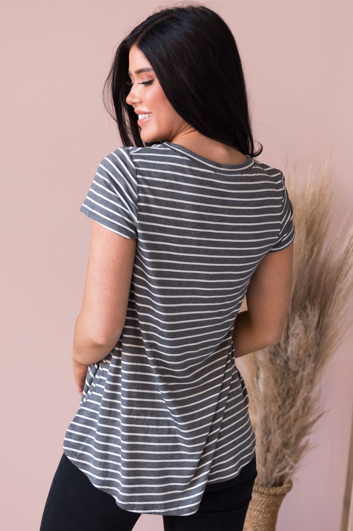 Casual Stripes Modest Tee NeeSee's Dresses 
