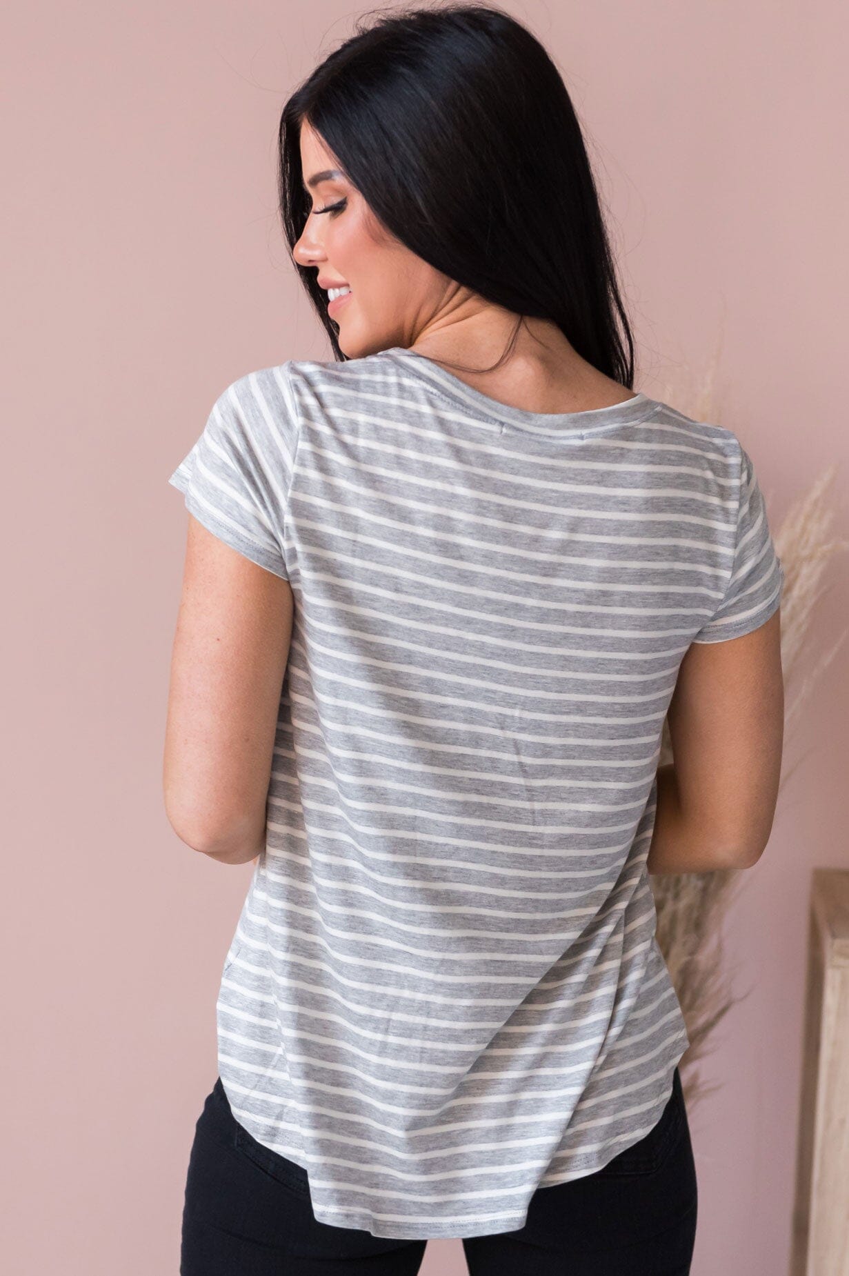 Casual Stripes Modest Tee NeeSee's Dresses 