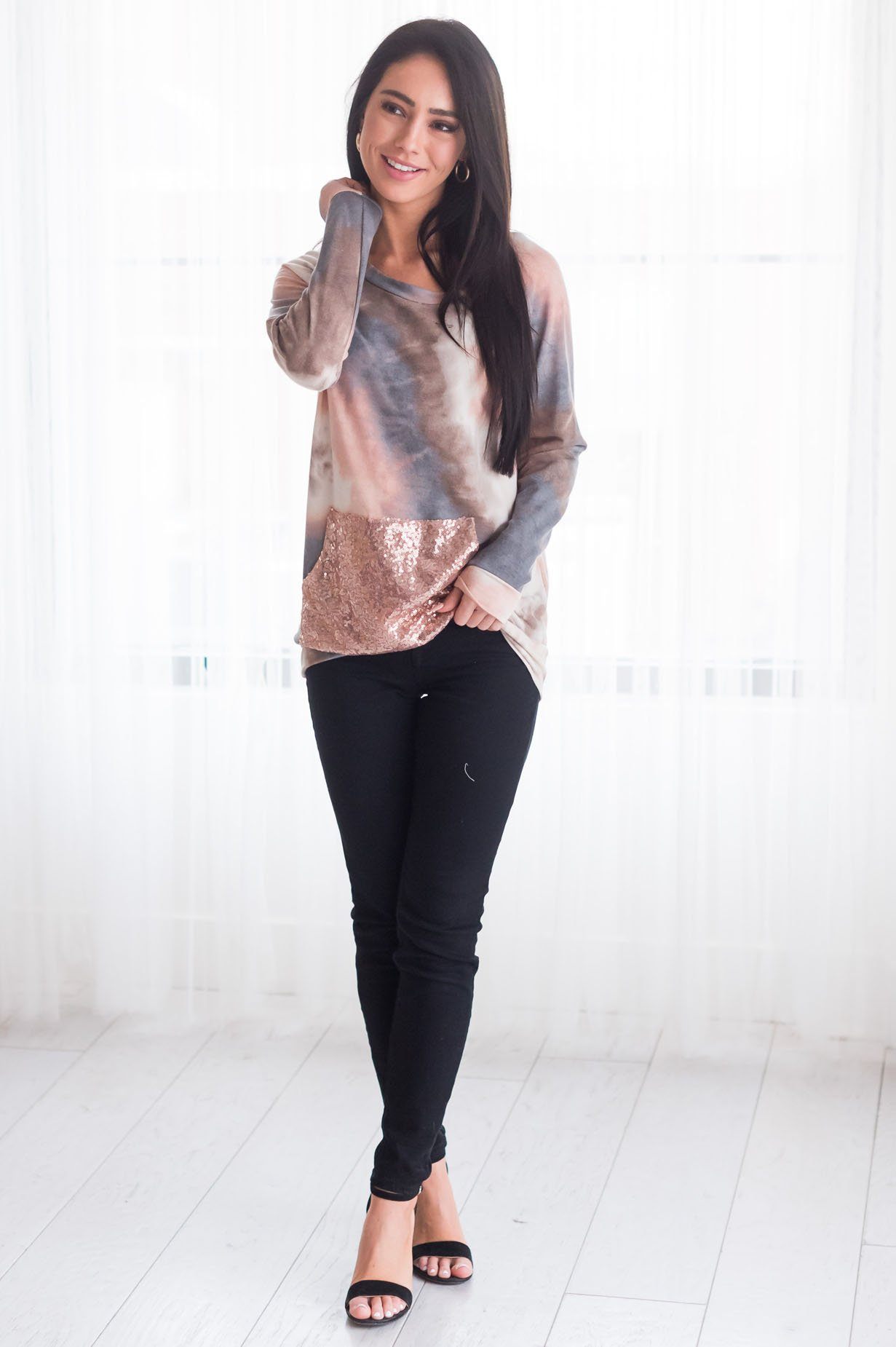 Cheer Filled Modest Tie Dye Top Tops vendor-unknown 