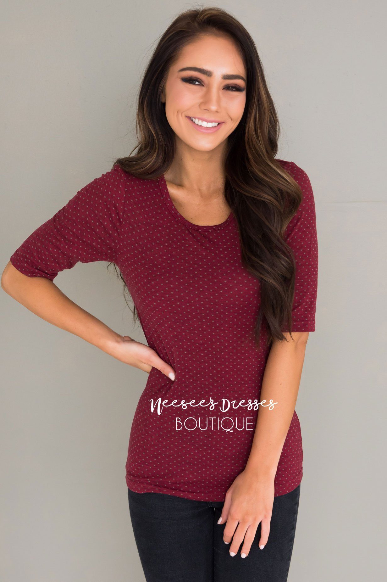 Polka Dot Half Sleeve Top Tops vendor-unknown 