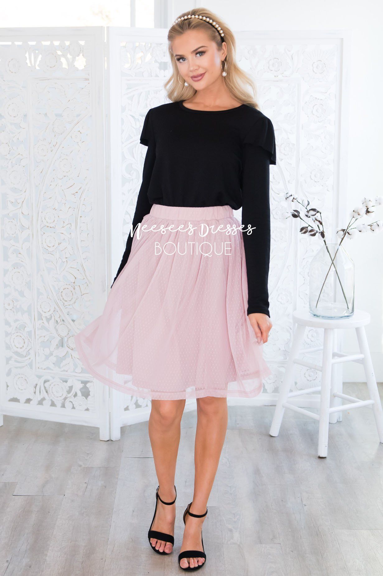 Pink Dotted Tulle Skirt Skirts vendor-unknown 