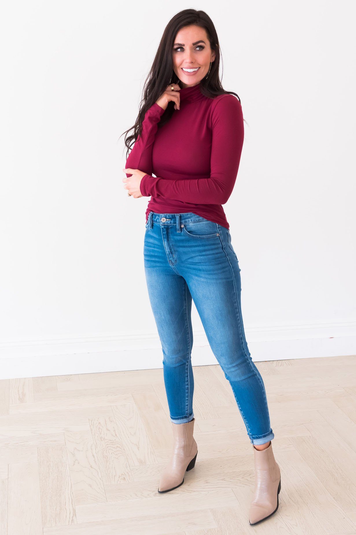 Get Close To Me Modest Turtleneck Tops vendor-unknown 