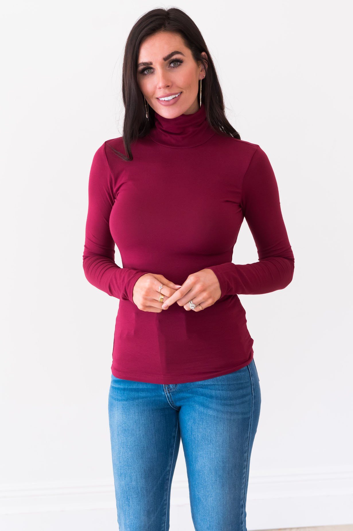 Get Close To Me Modest Turtleneck Tops vendor-unknown 