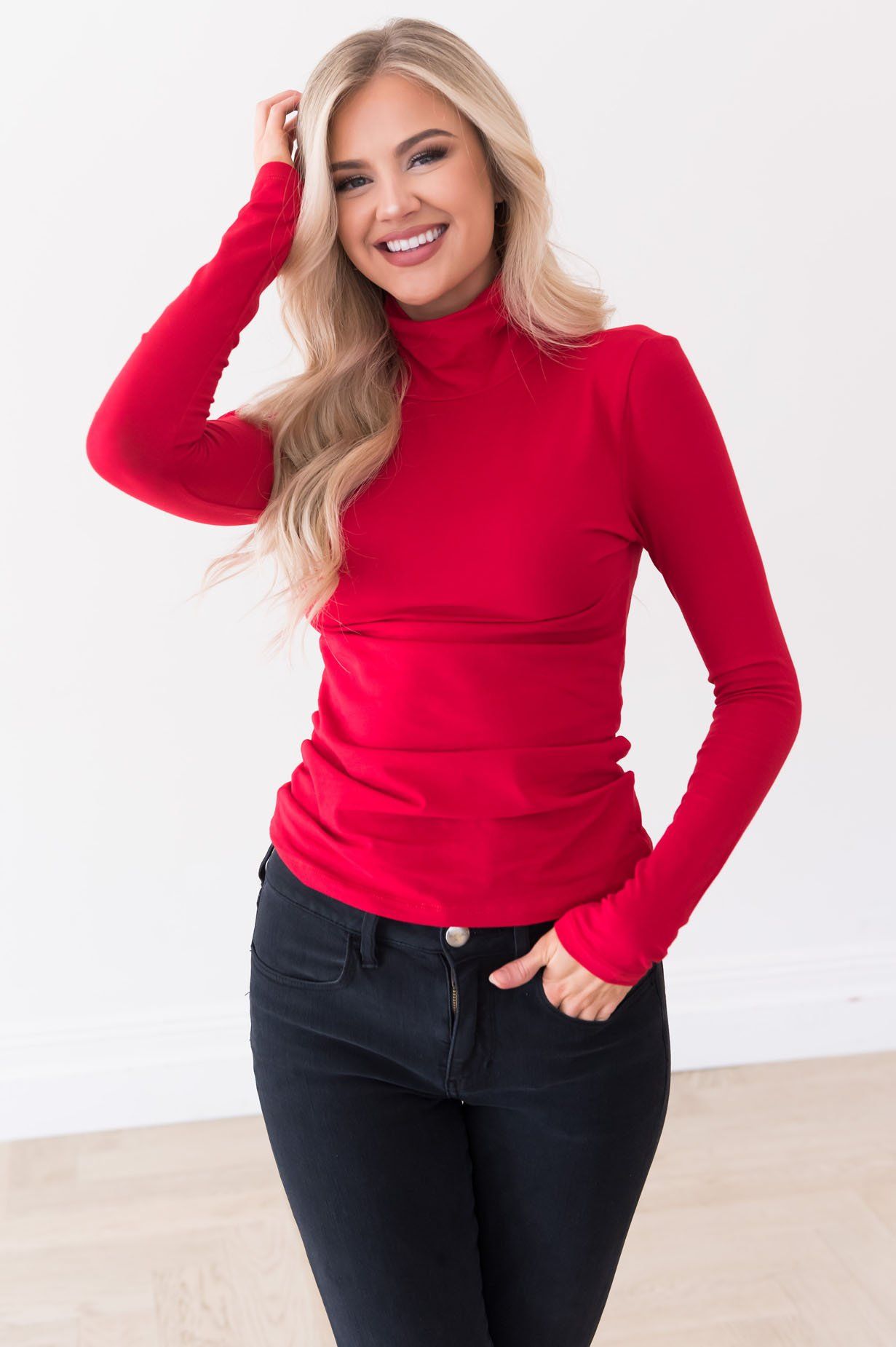 Get Close To Me Modest Turtleneck Tops vendor-unknown 