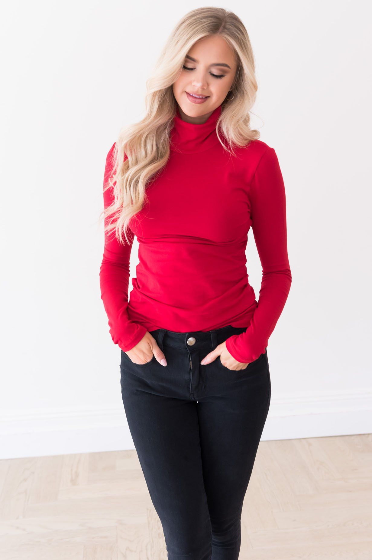 Get Close To Me Modest Turtleneck Tops vendor-unknown 