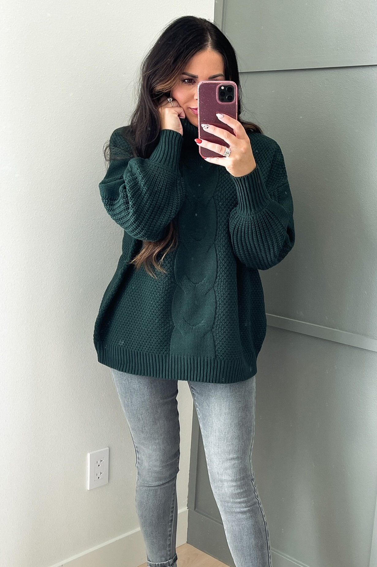 All My Love Modest Sweater TW-21059 Hunter Green Modest Dresses vendor-unknown 