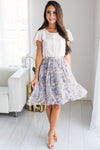 Twinkle Chiffon Gray Floral Pocket Skirt Skirts vendor-unknown