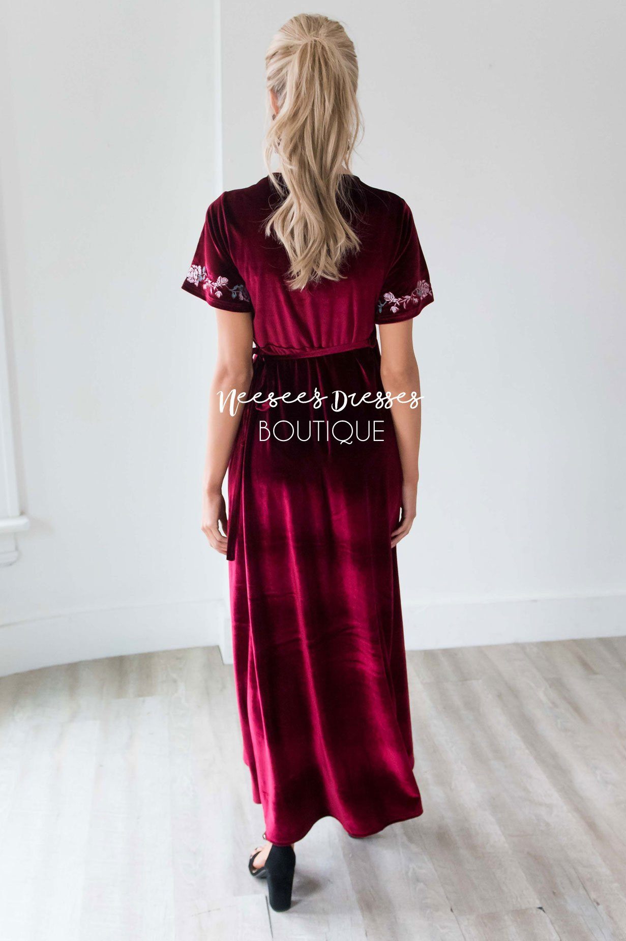 The Araceli Velvet Wrap Dress Modest Dresses vendor-unknown 
