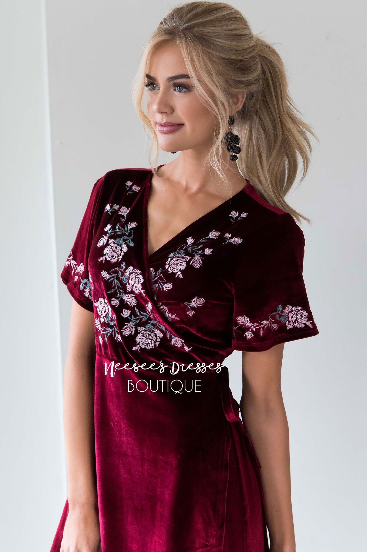 The Araceli Velvet Wrap Dress Modest Dresses vendor-unknown 