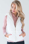 Fur Lined Quilted Vest Tops vendor-unknown