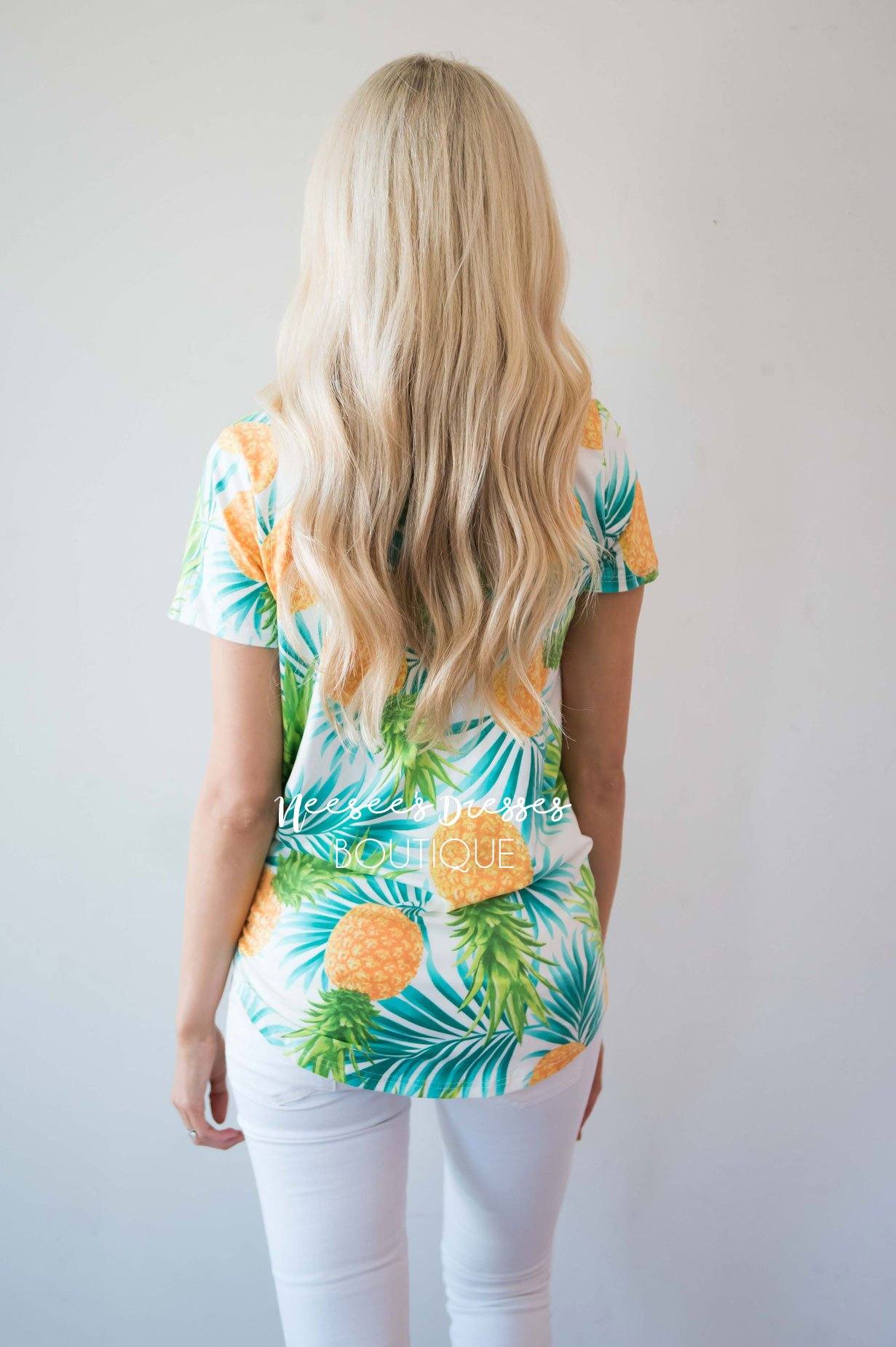 Tropical Vibes Only Pineapple Top Modest Dresses vendor-unknown 