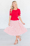 Twirling Dotted Modest Aline Skirt Skirts vendor-unknown