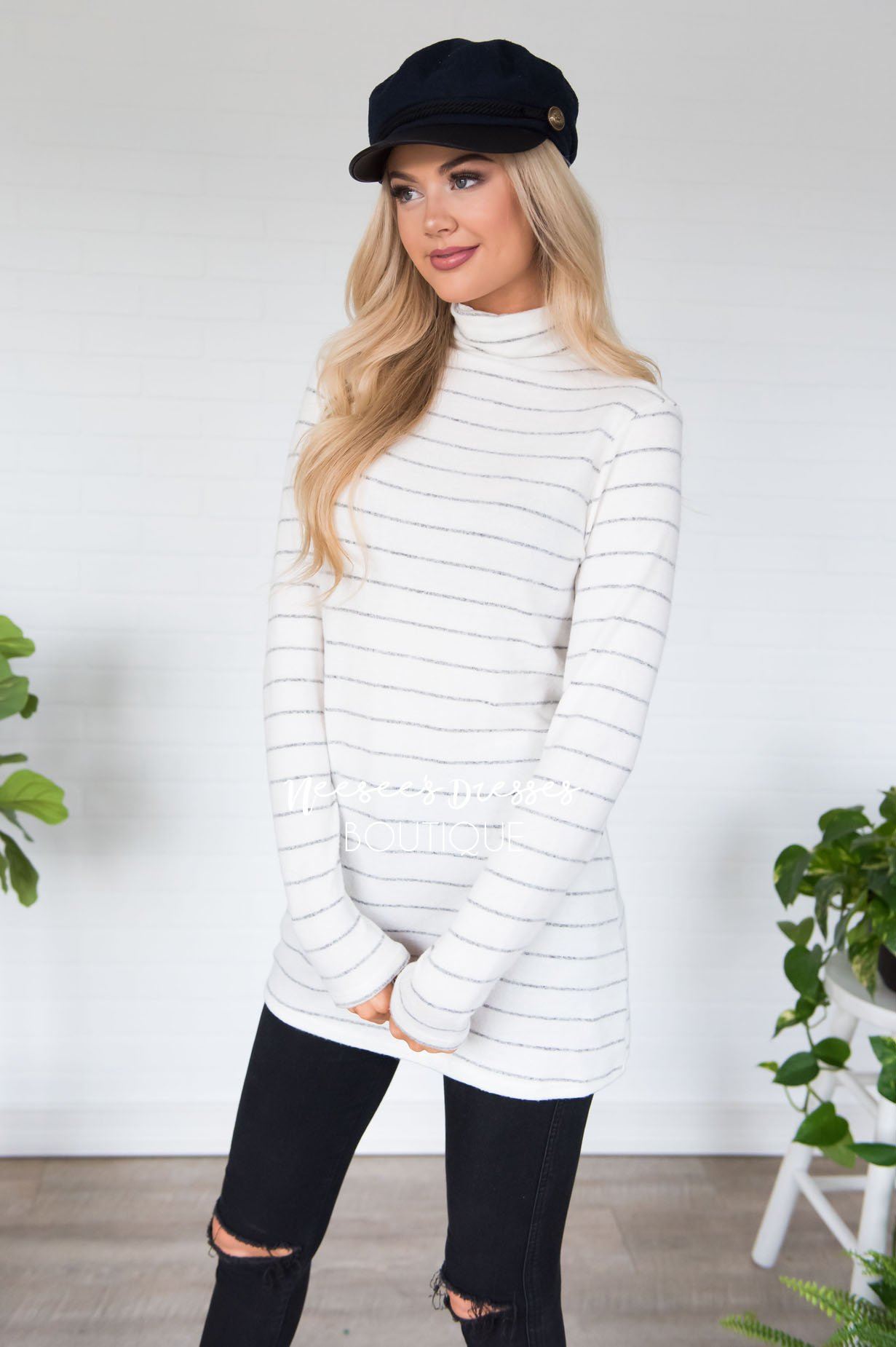 Happy Times Striped Top Modest Dresses vendor-unknown 