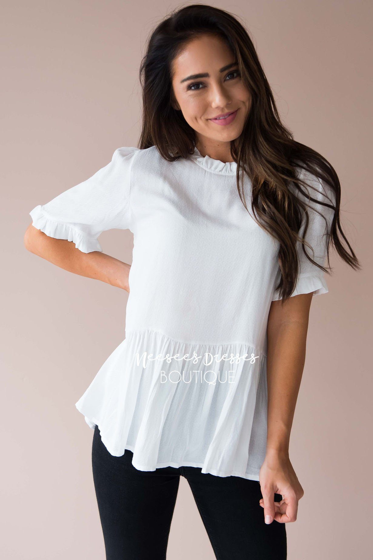 Enjoy It All Ruffle High Neck Top Modest Dresses vendor-unknown 