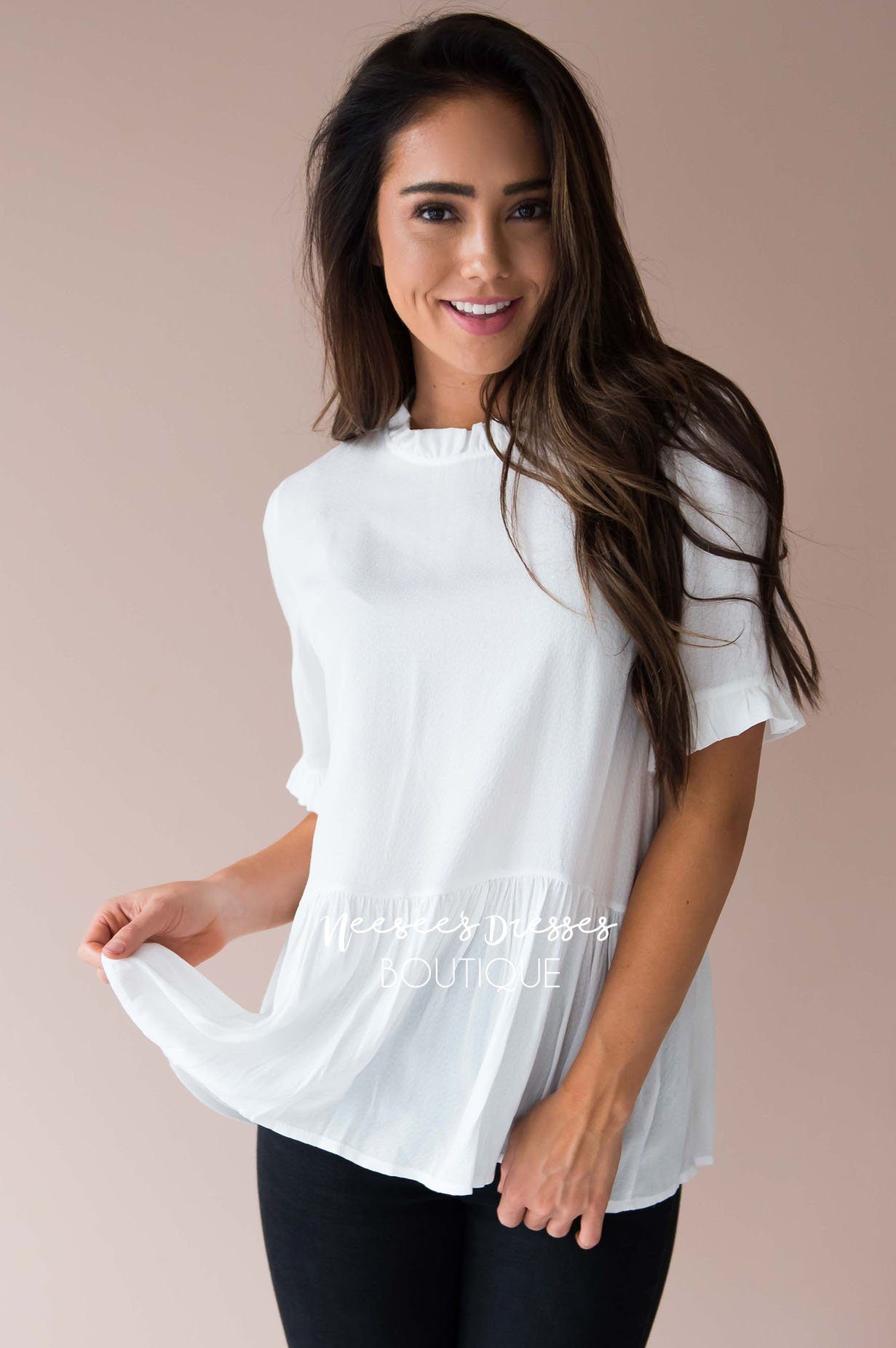 Enjoy It All Ruffle High Neck Top Modest Dresses vendor-unknown 