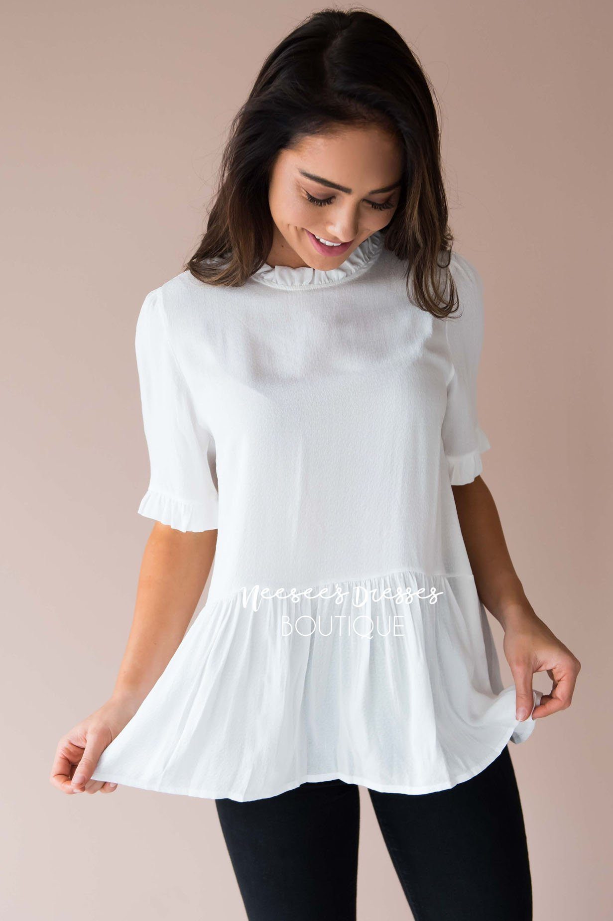 Enjoy It All Ruffle High Neck Top Modest Dresses vendor-unknown 