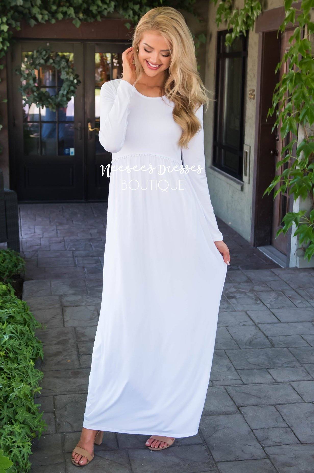 White Modest Maxi Dress | Best Place To Buy Modest Dress Online