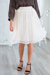 Cream Dotted Tulle Skirt Skirts vendor-unknown