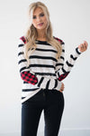 Charming As Can Be Striped Elbow Patch Sweater Tops vendor-unknown