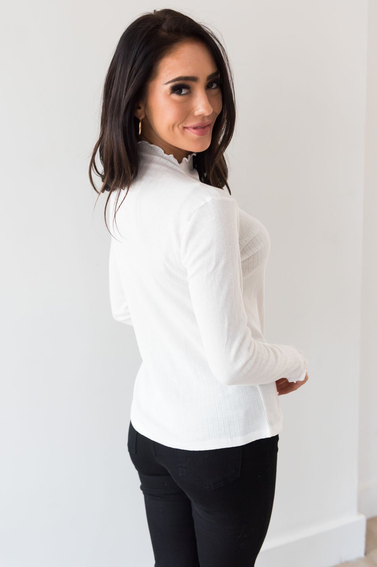 Whenever Needed Ribbed Modest Top Tops vendor-unknown 