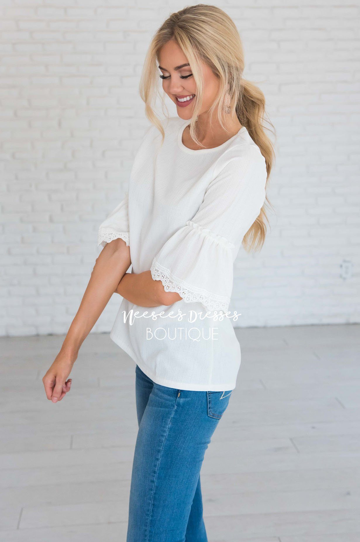Just One Wish Bell Sleeve Top Modest Dresses vendor-unknown 