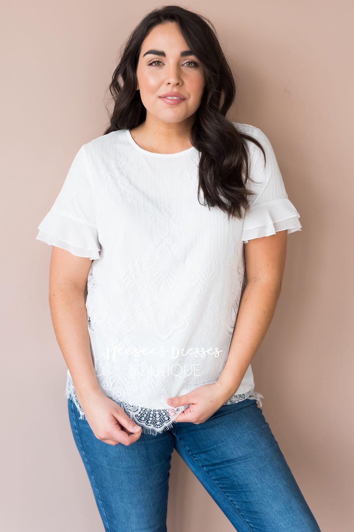 New Favorite Modest Lace Blouse Tops vendor-unknown 