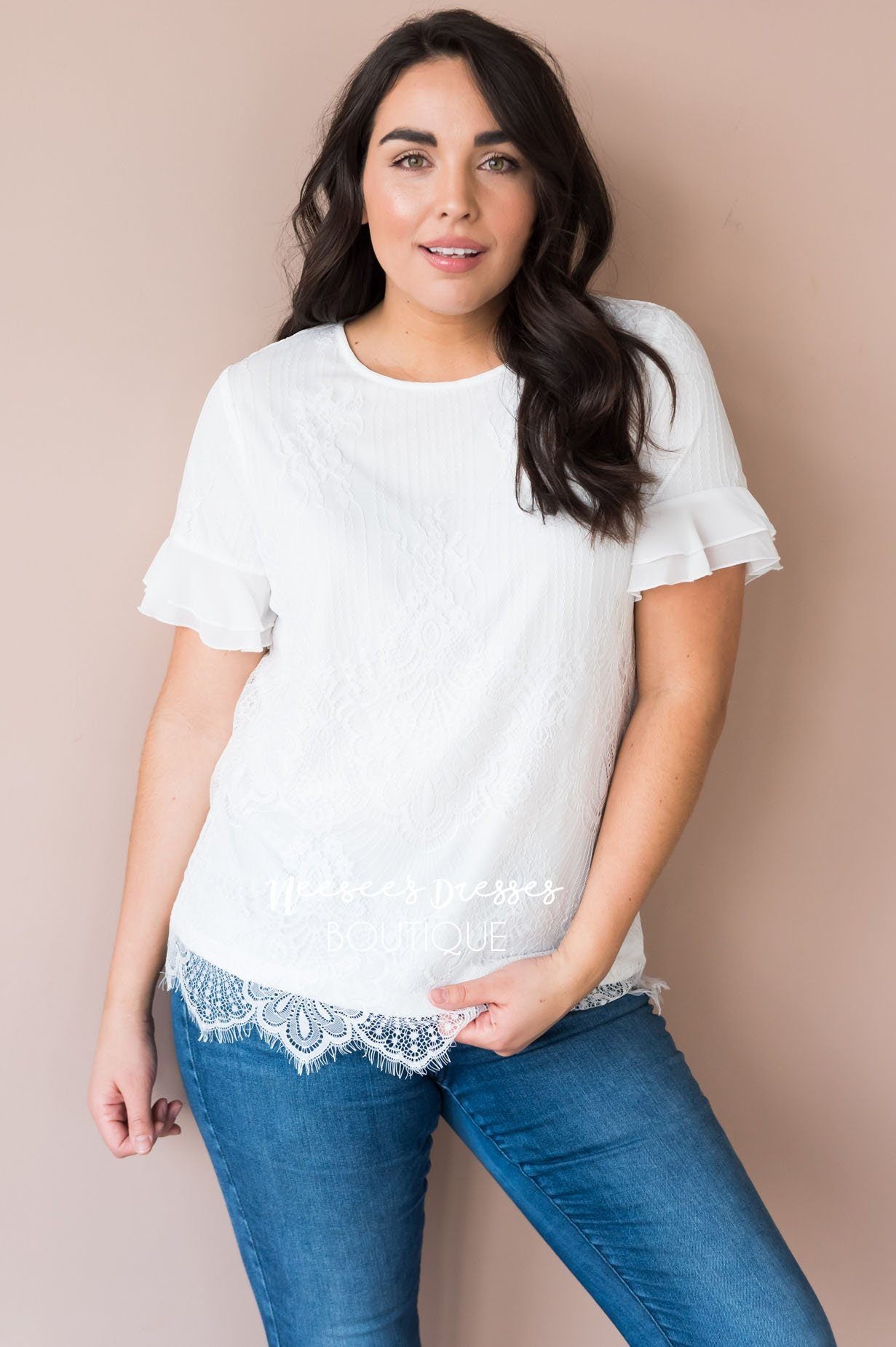 New Favorite Modest Lace Blouse Tops vendor-unknown 