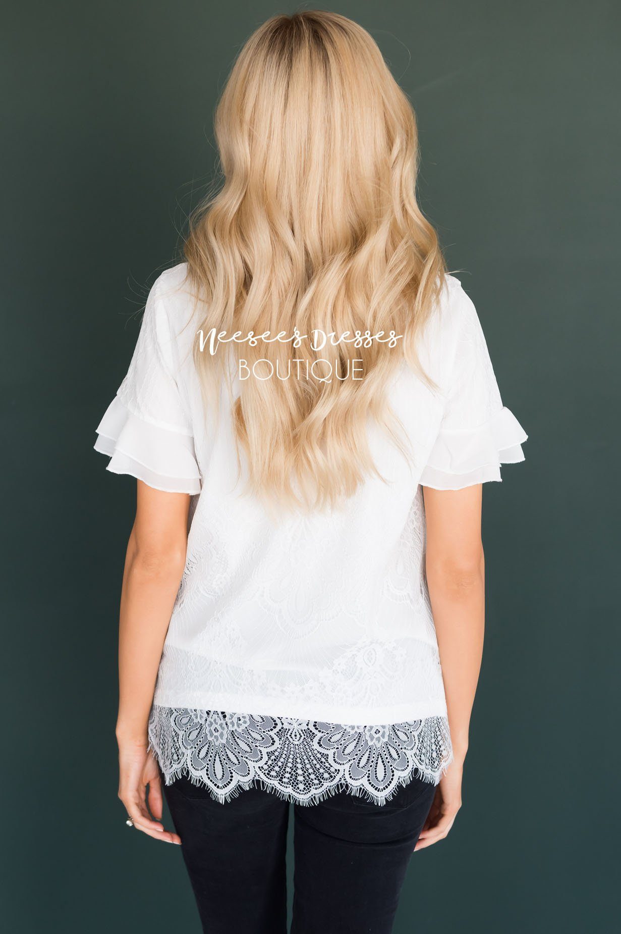 New Favorite Modest Lace Blouse Tops vendor-unknown 