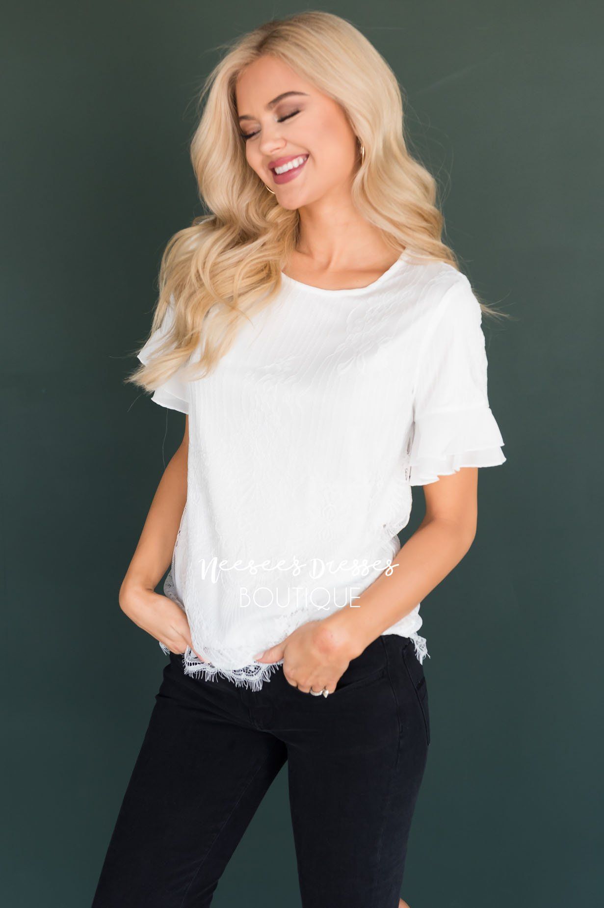 New Favorite Modest Lace Blouse Tops vendor-unknown 