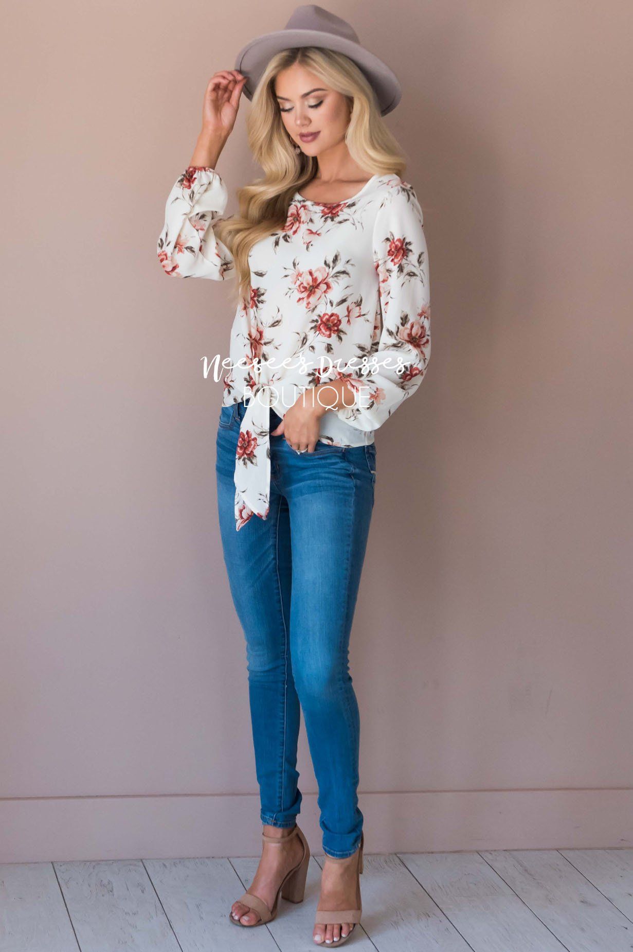 You Inspire My Heart Tie Front Top Modest Dresses vendor-unknown 