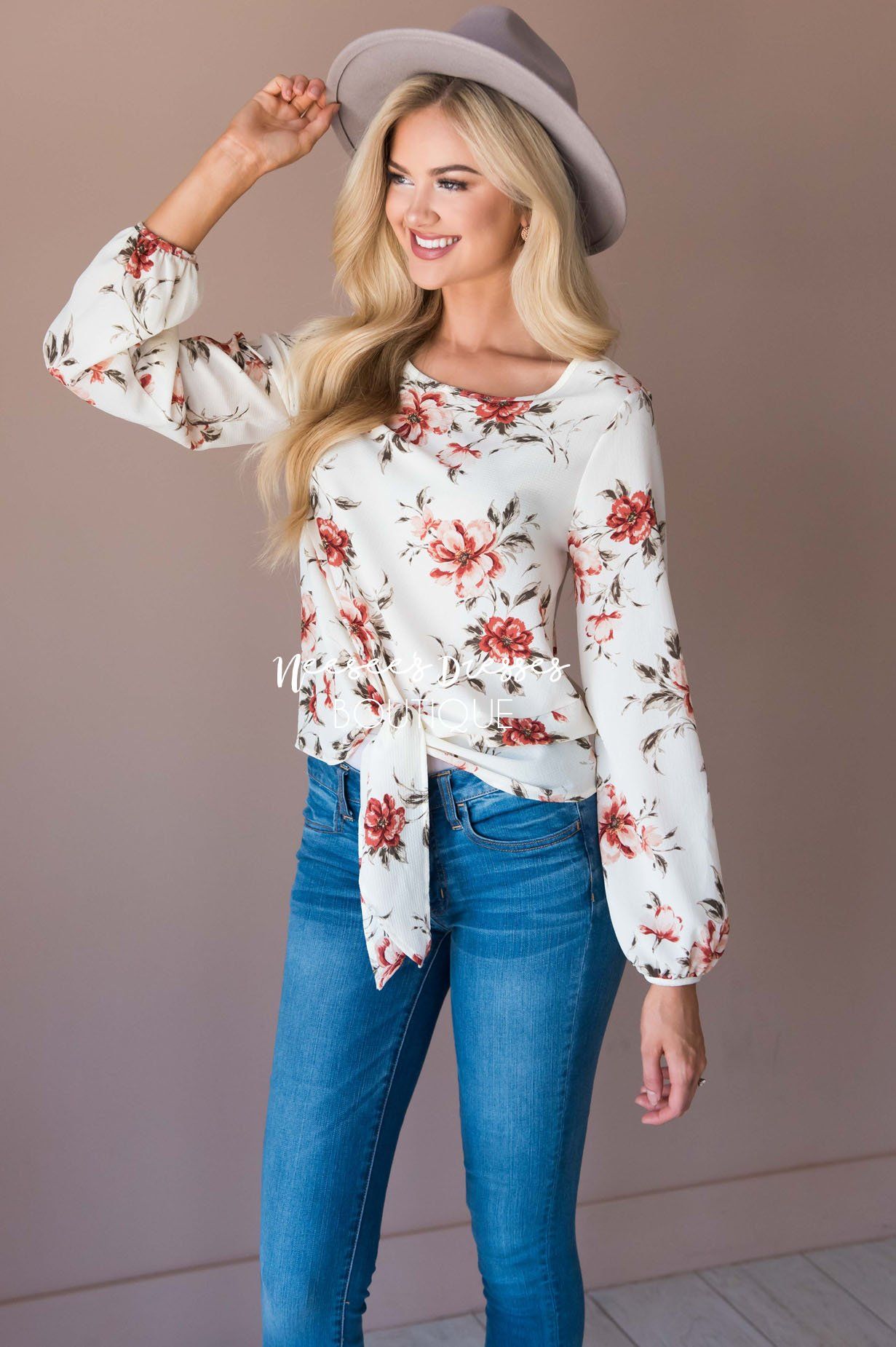 You Inspire My Heart Tie Front Top Modest Dresses vendor-unknown 