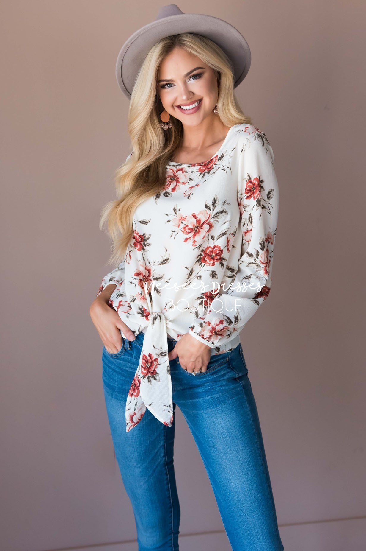 You Inspire My Heart Tie Front Top Modest Dresses vendor-unknown 