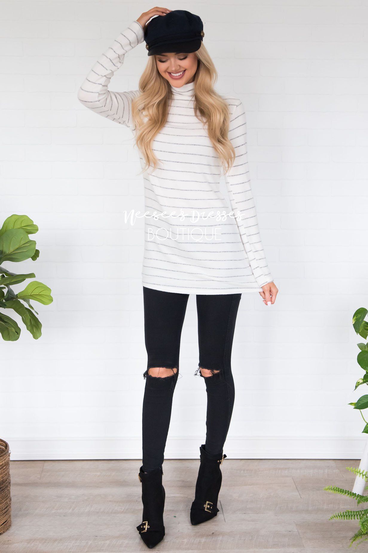 Happy Times Striped Top Modest Dresses vendor-unknown 