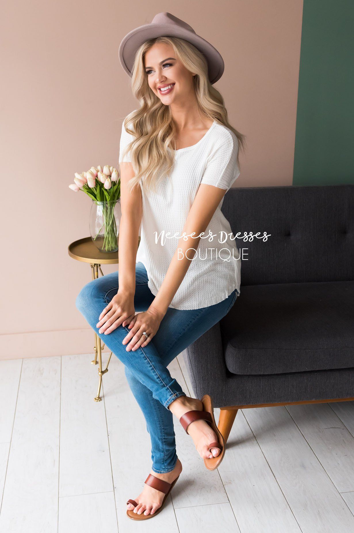 Dream Chaser Short Sleeve Thermal Top Modest Dresses vendor-unknown 