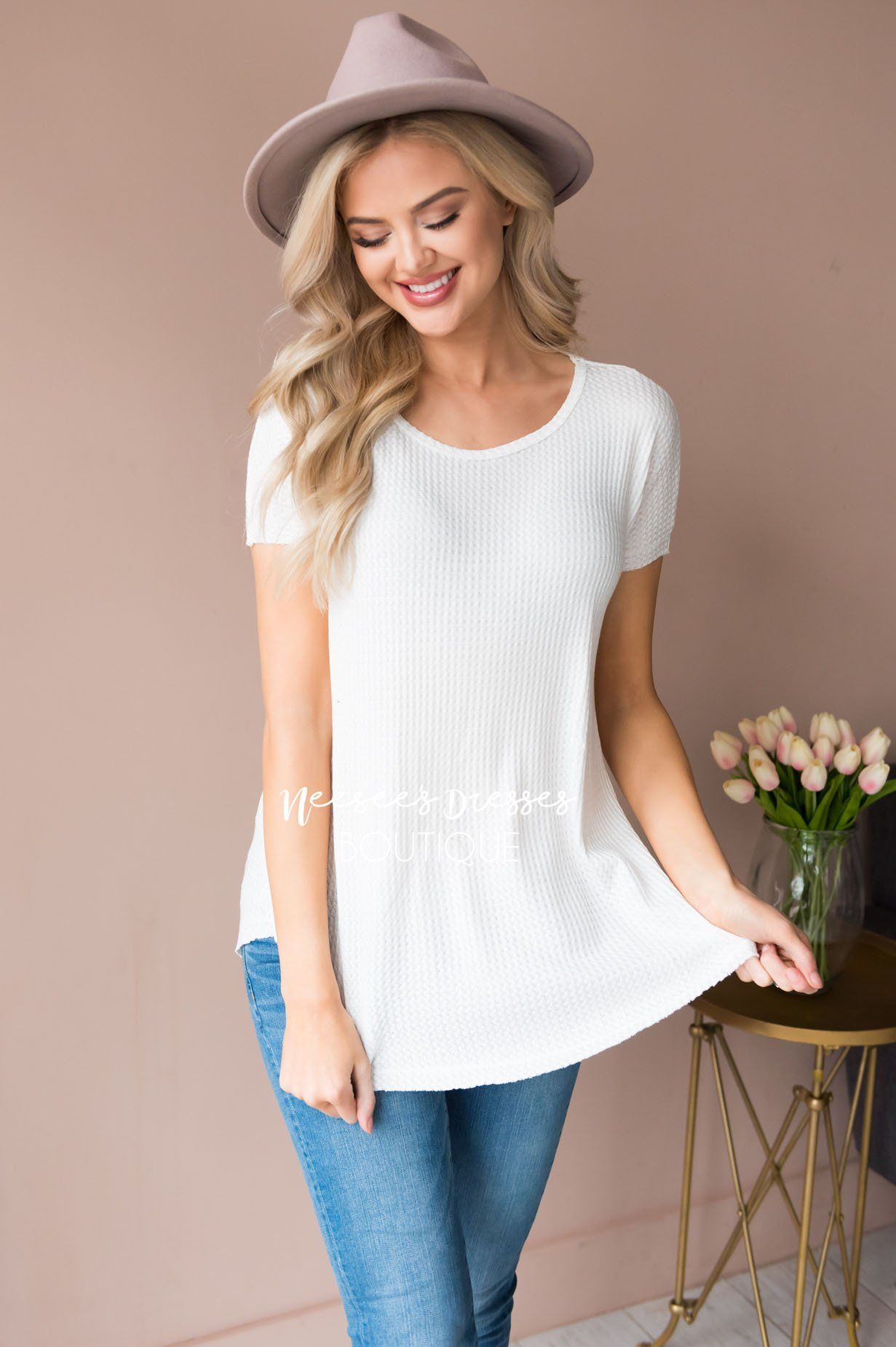 Dream Chaser Short Sleeve Thermal Top Modest Dresses vendor-unknown 