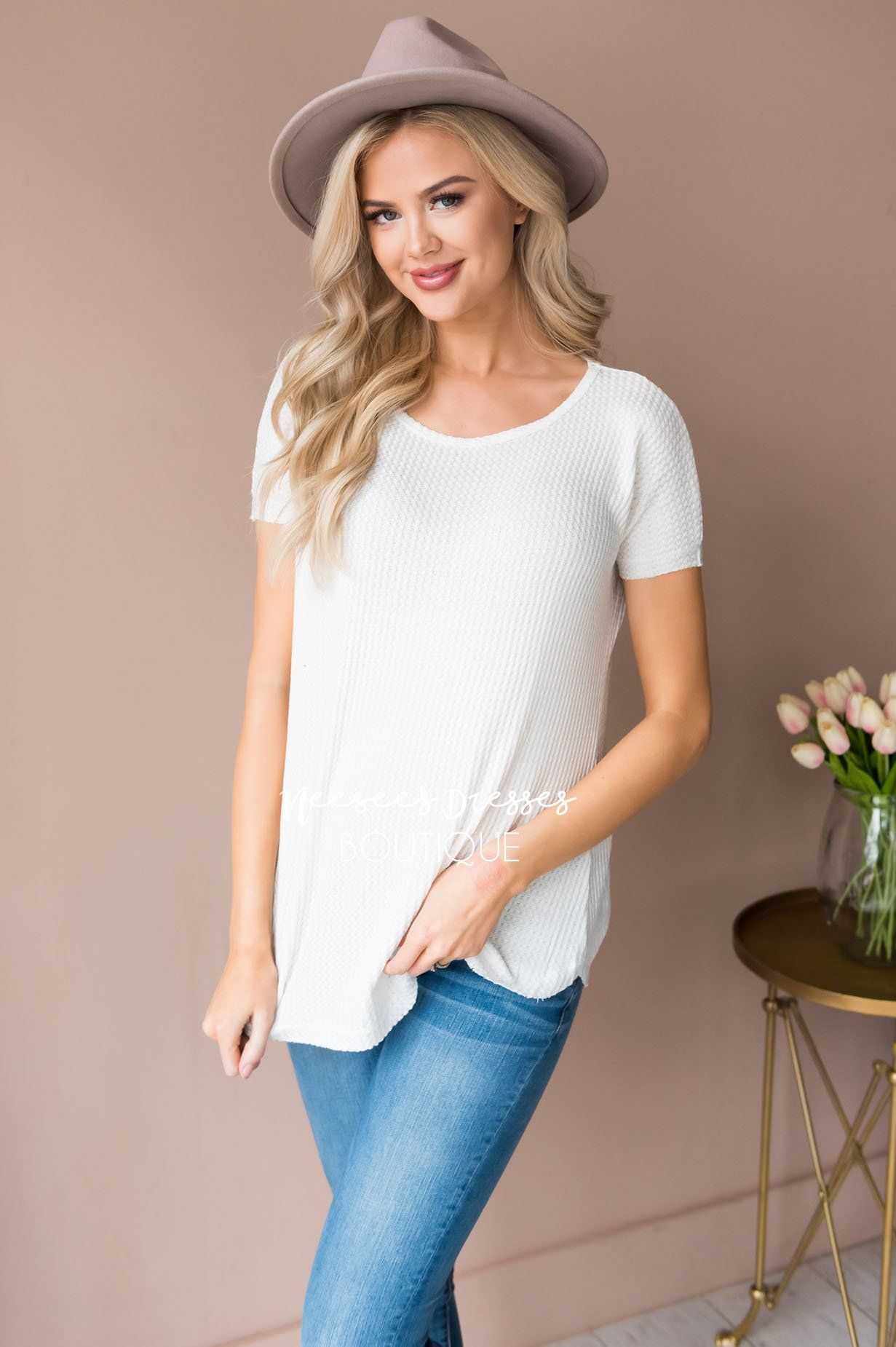 Dream Chaser Short Sleeve Thermal Top Modest Dresses vendor-unknown 