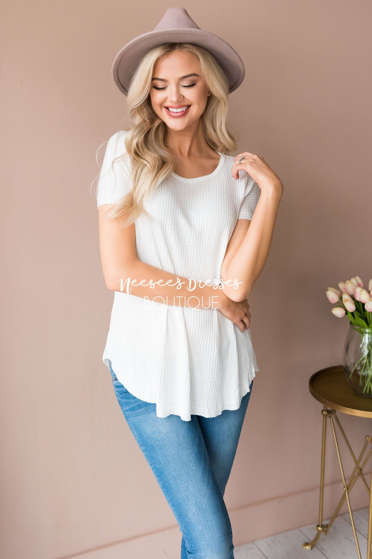 Dream Chaser Short Sleeve Thermal Top Modest Dresses vendor-unknown 
