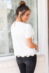 Completely Charmed Modest Eyelet Blouse Tops vendor-unknown