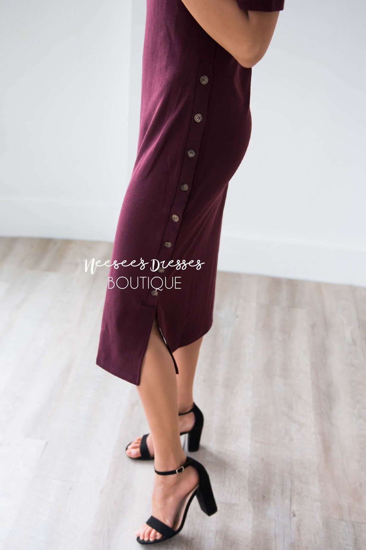 The Rosemary Button Detail Dress Modest Dresses vendor-unknown 