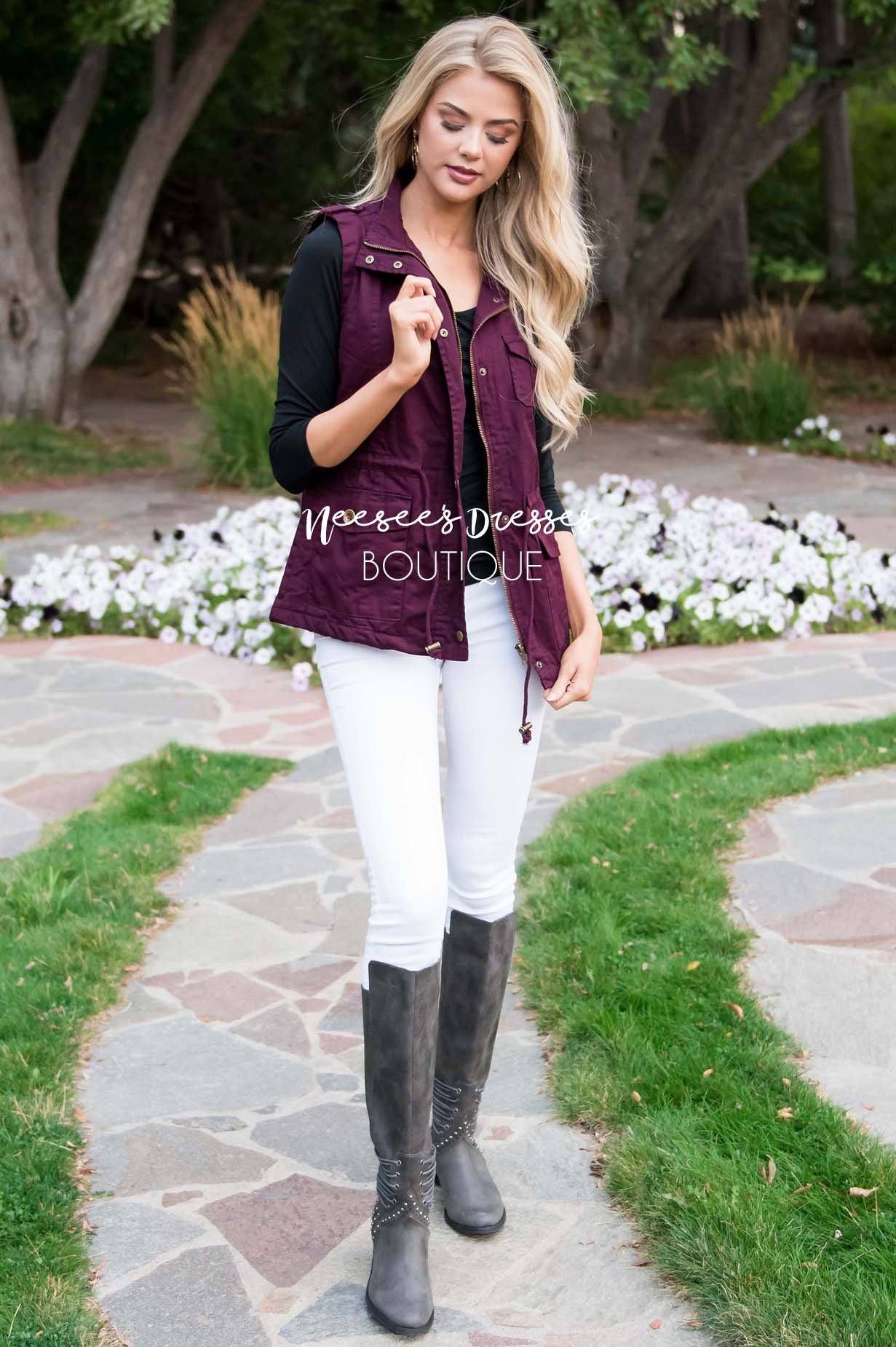 Forever Cuddly Drawstring Vest Tops vendor-unknown 