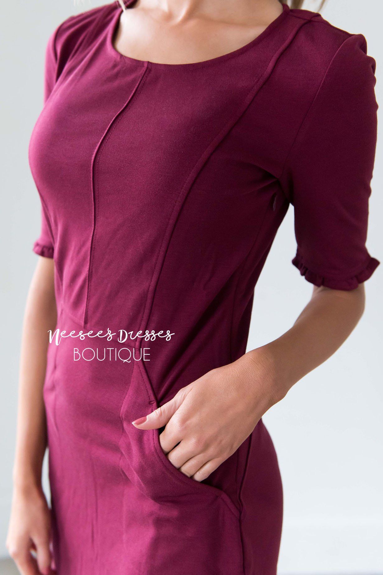 The Brianna Ruffled Sleeve Dress Modest Dresses vendor-unknown 