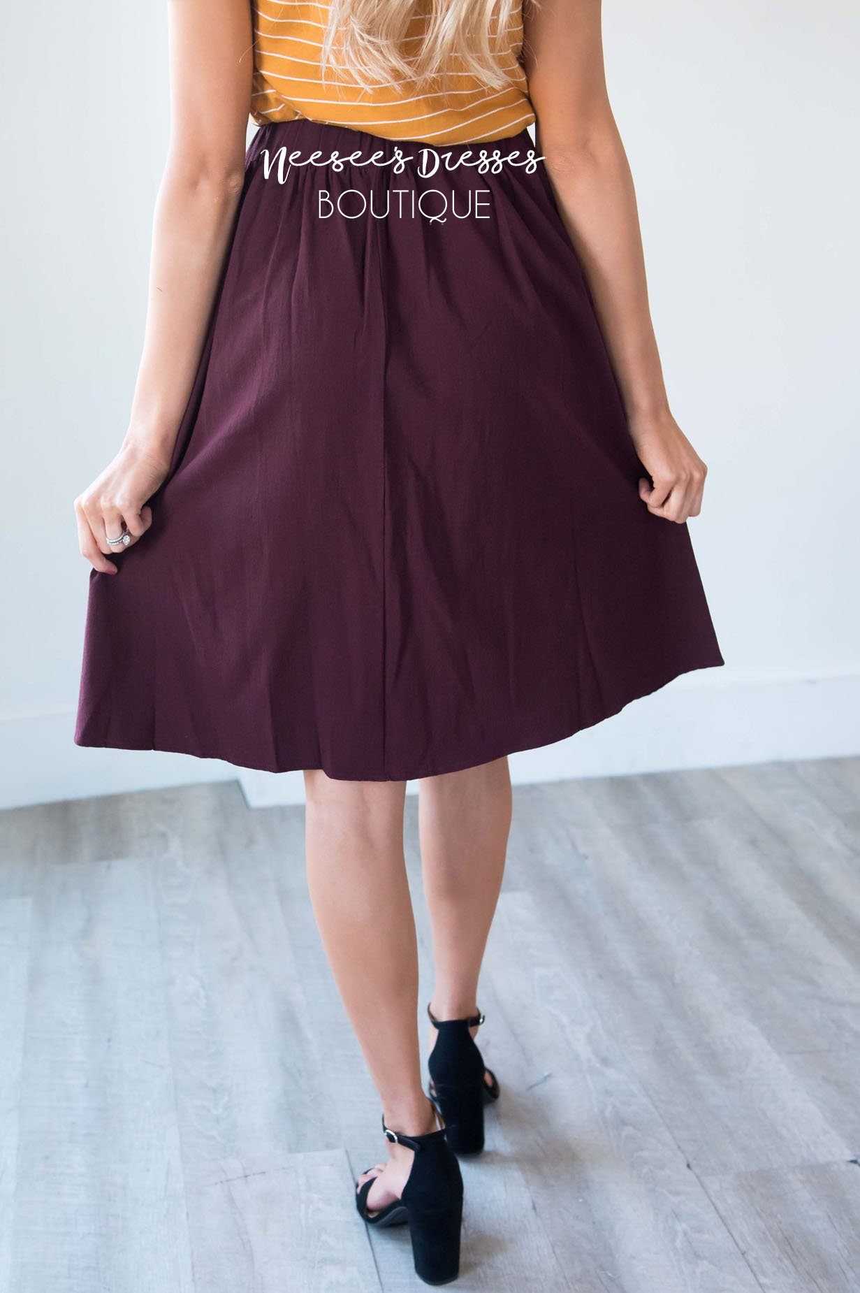 Merlot Tie Waist Skirt Skirts vendor-unknown 