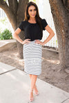 Yesterday Memories Striped Pencil Skirt Skirts vendor-unknown